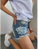 Denim shorts with holes, white L9 - Online store - Boutique